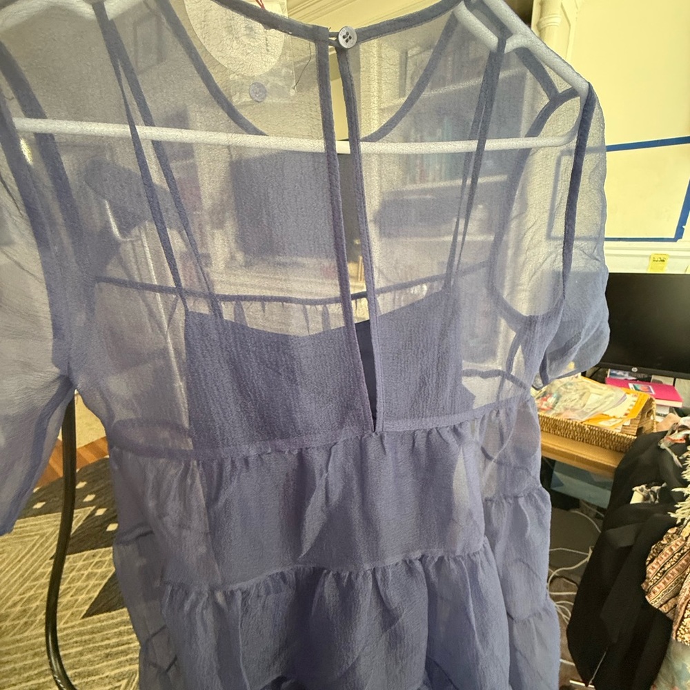 STAUD Sheer Blue Layered Dress - Picture 8 of 10